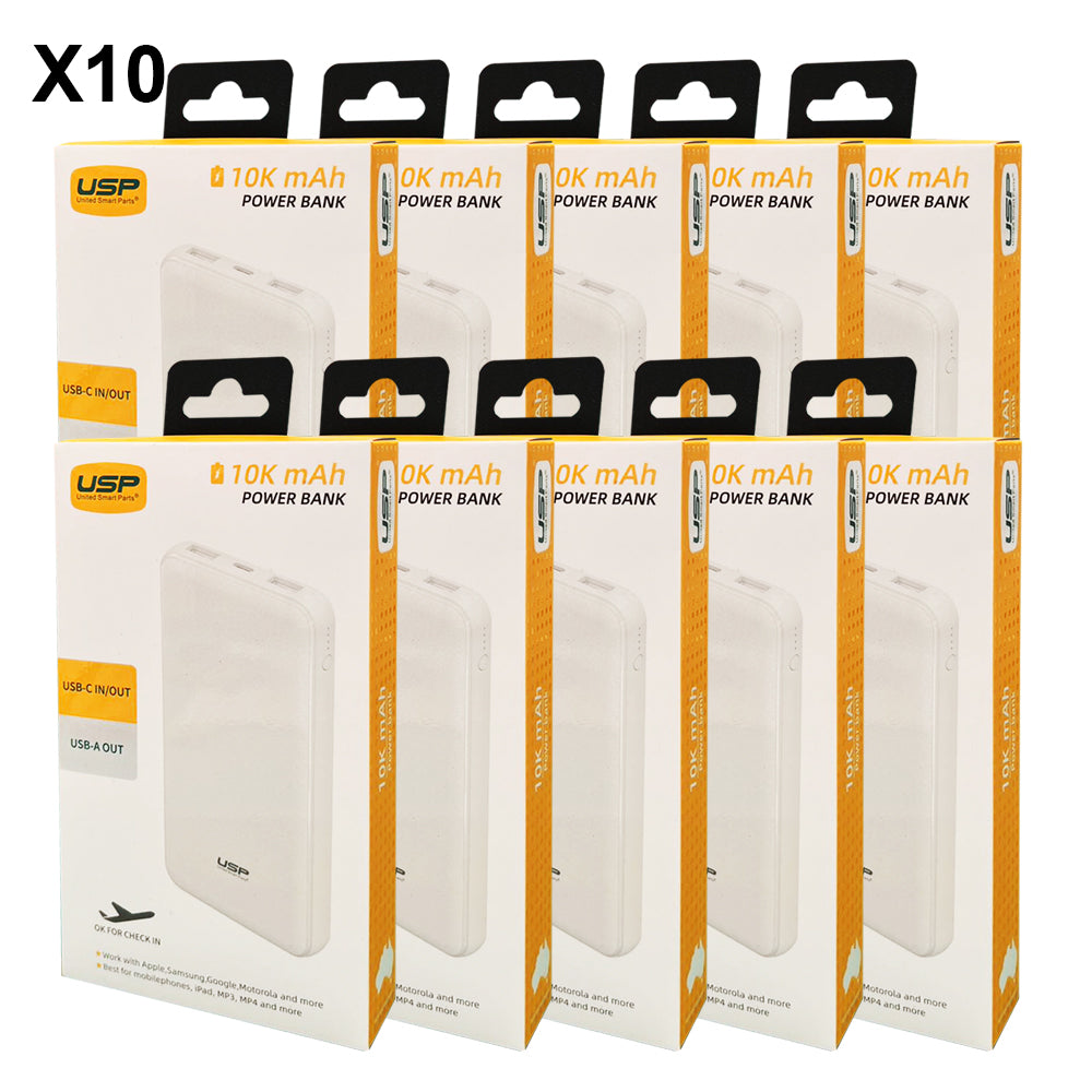 USP Power Bank 10K mAh (10000mAh) White with 3 USB Outputs