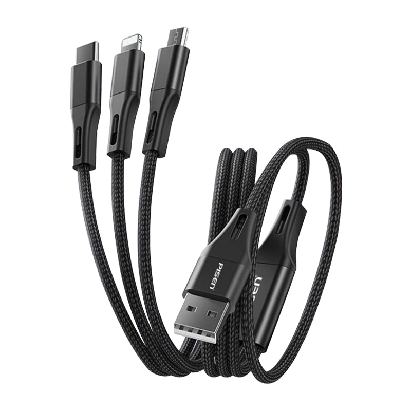 3 in 1 1.5M Aluminum Alloy Braided Charging Cable(1500mm) AP04-1500 PISEN