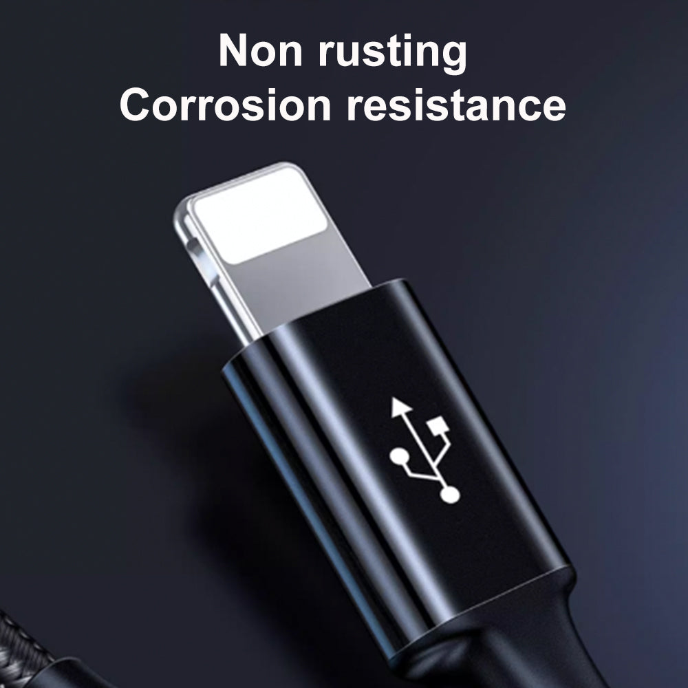 3 in 1 1.5M Aluminum Alloy Braided Charging Cable(1500mm) AP04-1500 PISEN