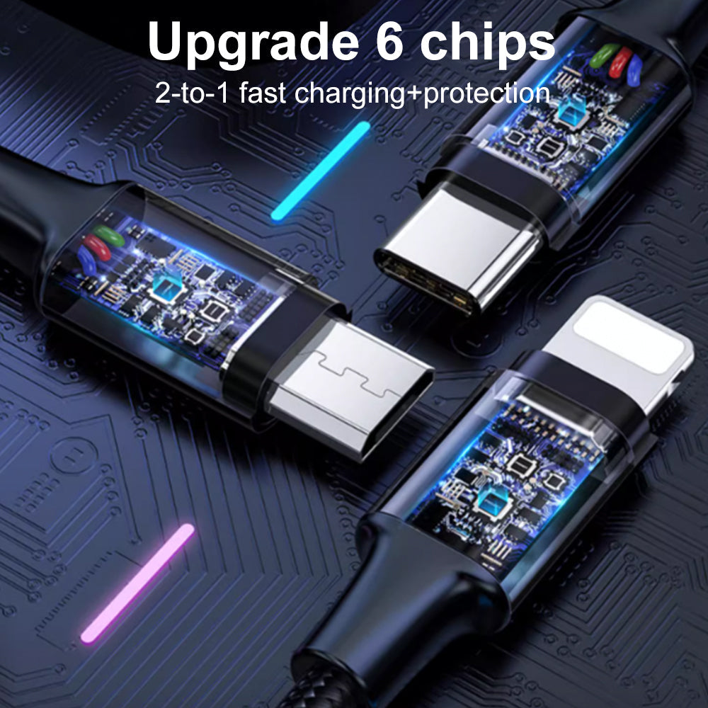 3 in 1 1.5M Aluminum Alloy Braided Charging Cable(1500mm) AP04-1500 PISEN