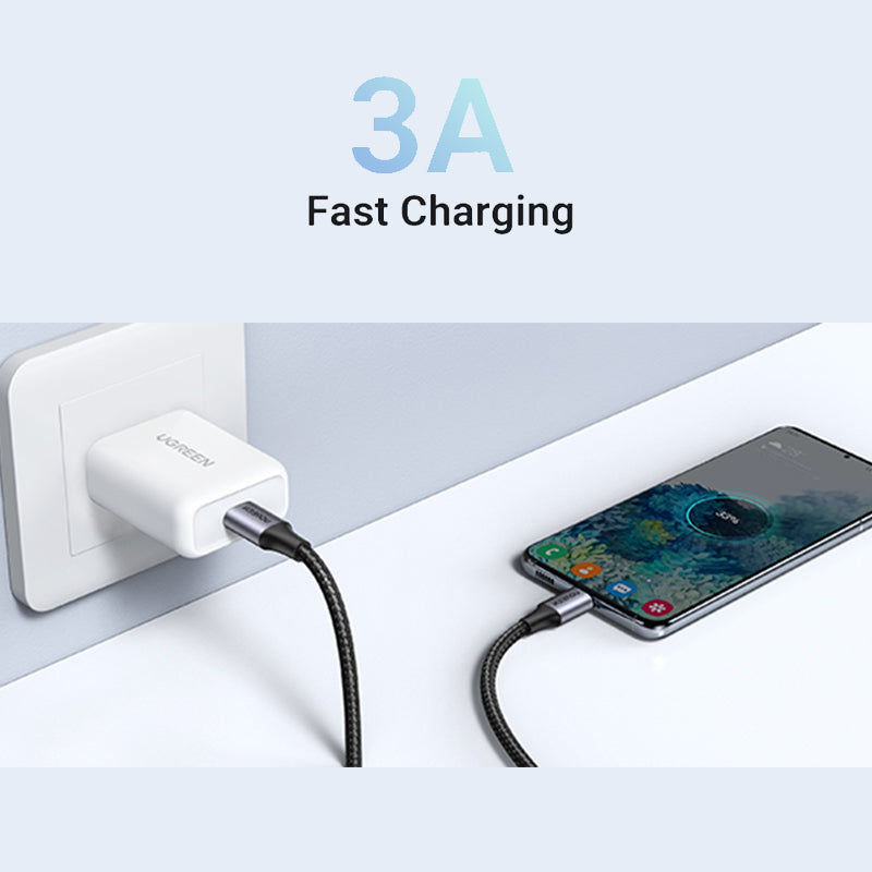1M 100W USB-C To USB-C 5A Data Cable Aluminum Nylon Braid Grey+ Black Ugreen