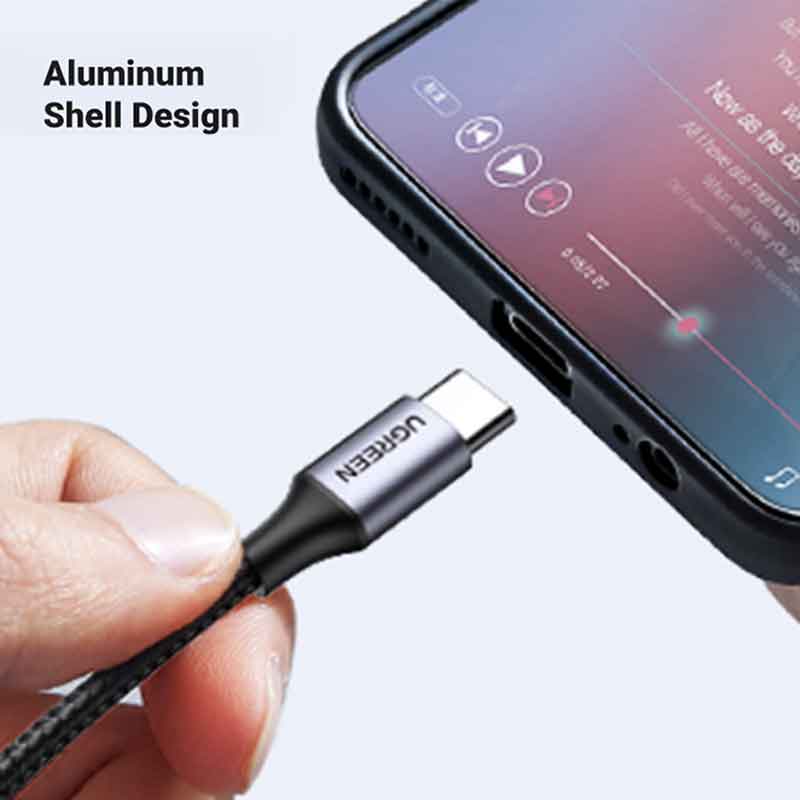 1M 100W USB-C To USB-C 5A Data Cable Aluminum Nylon Braid Grey+ Black Ugreen