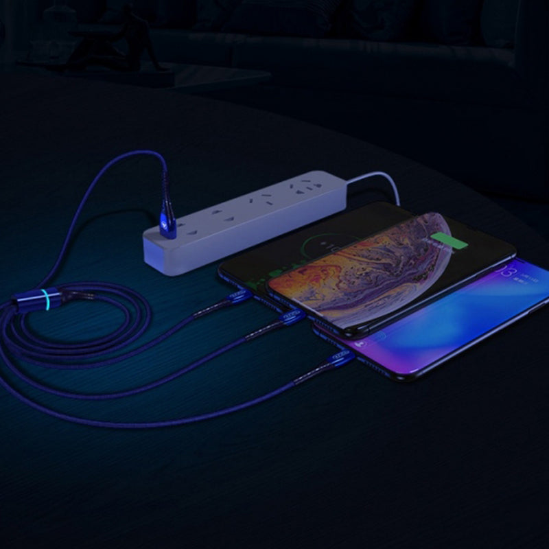1M 3 in 1 USB A With light Durable cable 2.4A USP