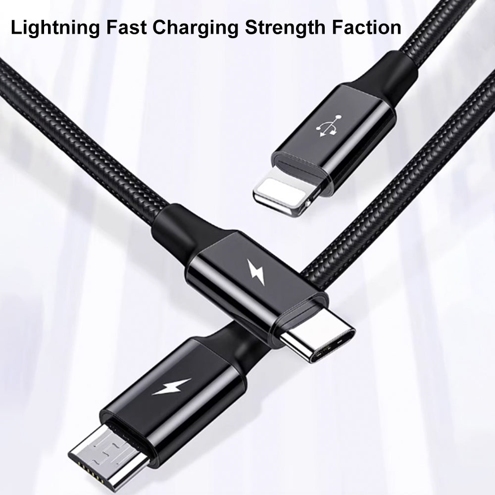 3 in 1 1.5M Aluminum Alloy Braided Charging Cable(1500mm) AP04-1500 PISEN