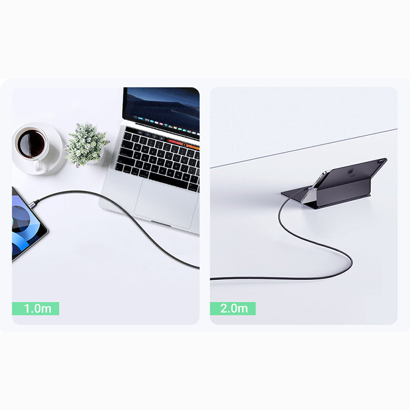 1M 100W USB-C To USB-C 5A Data Cable Aluminum Nylon Braid Grey+ Black Ugreen