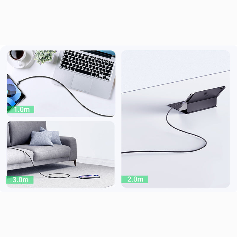 1M 100W USB-C To USB-C 5A Data Cable Aluminum Nylon Braid Grey+ Black Ugreen