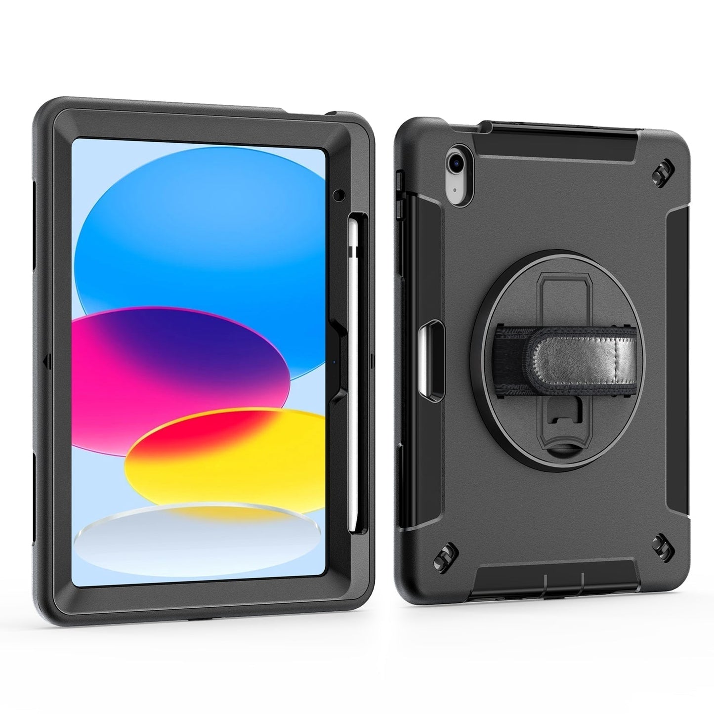 Rugged Case for iPad 10th Gen 2022 10.9‘’ Generic Heavy Duty With Pen Holder(Black Diamond)