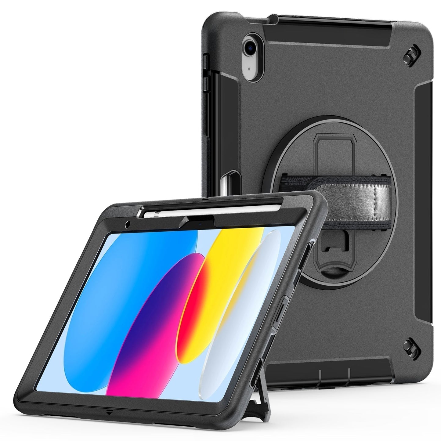 Rugged Case for iPad 10th Gen 2022 10.9‘’ Generic Heavy Duty With Pen Holder(Black Diamond)