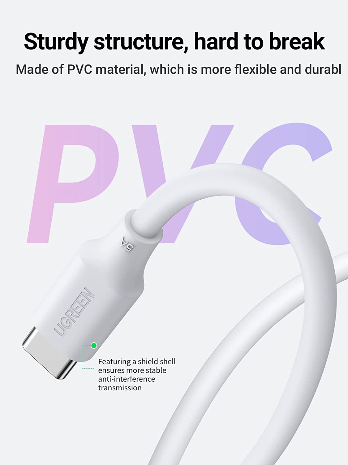 1M 100W USB-C To USB-C 5A Data Cable White Ugreen