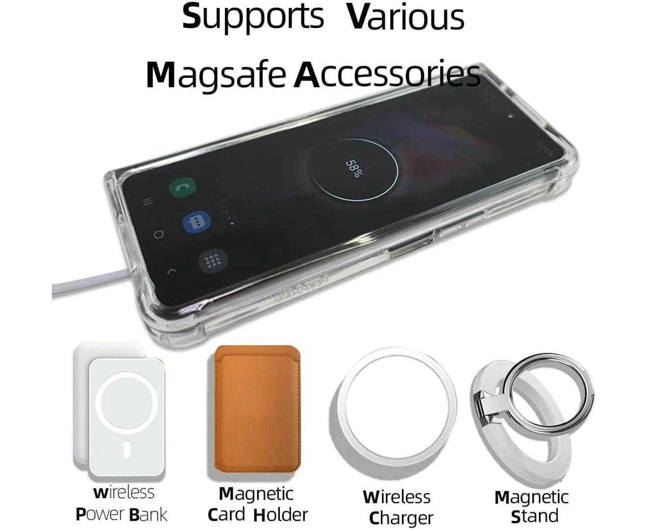 For Galaxy Z Fold 5 Hard Crystal Clear Case Compatible With Magsafe