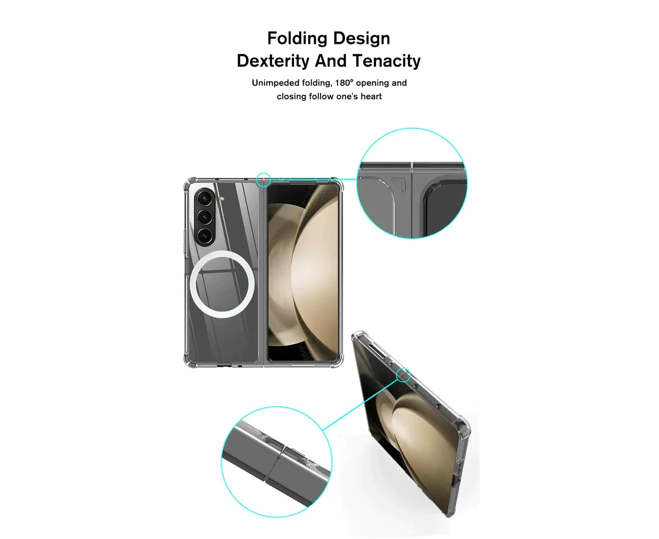 For Galaxy Z Fold 5 Hard Crystal Clear Case Compatible With Magsafe
