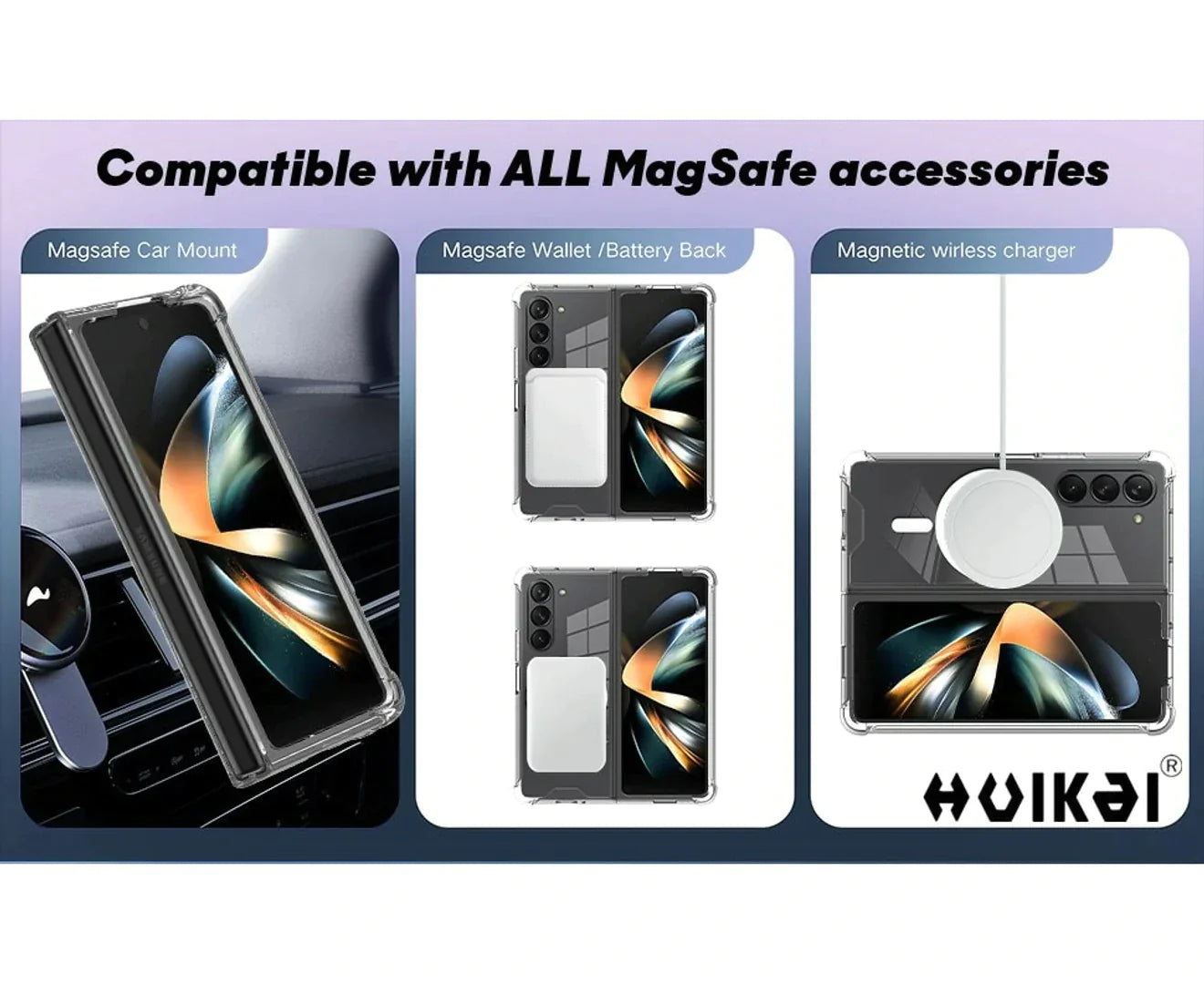 For Galaxy Z Fold 5 Hard Crystal Clear Case Compatible With Magsafe