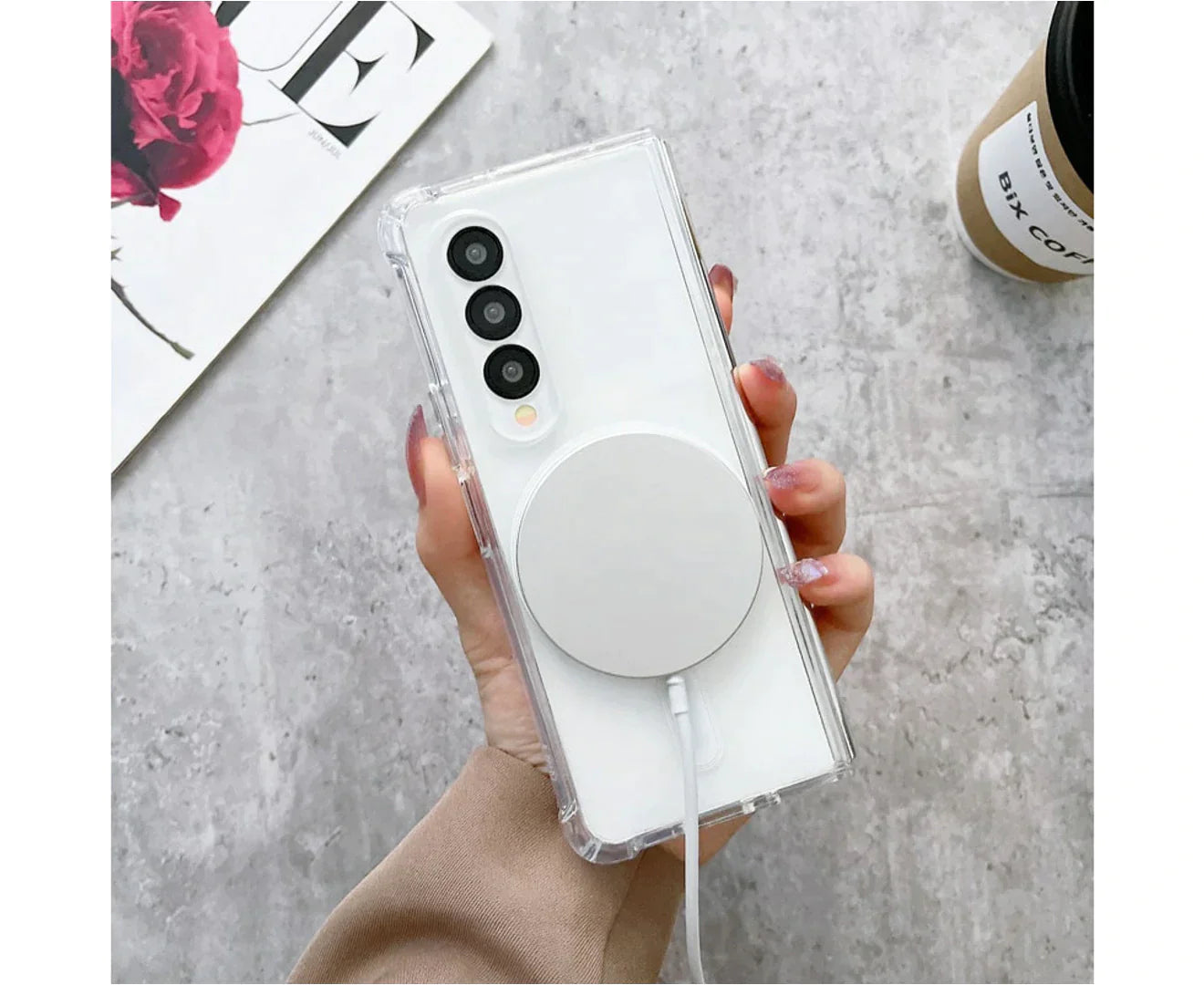 For Galaxy Z Fold 5 Hard Crystal Clear Case Compatible With Magsafe