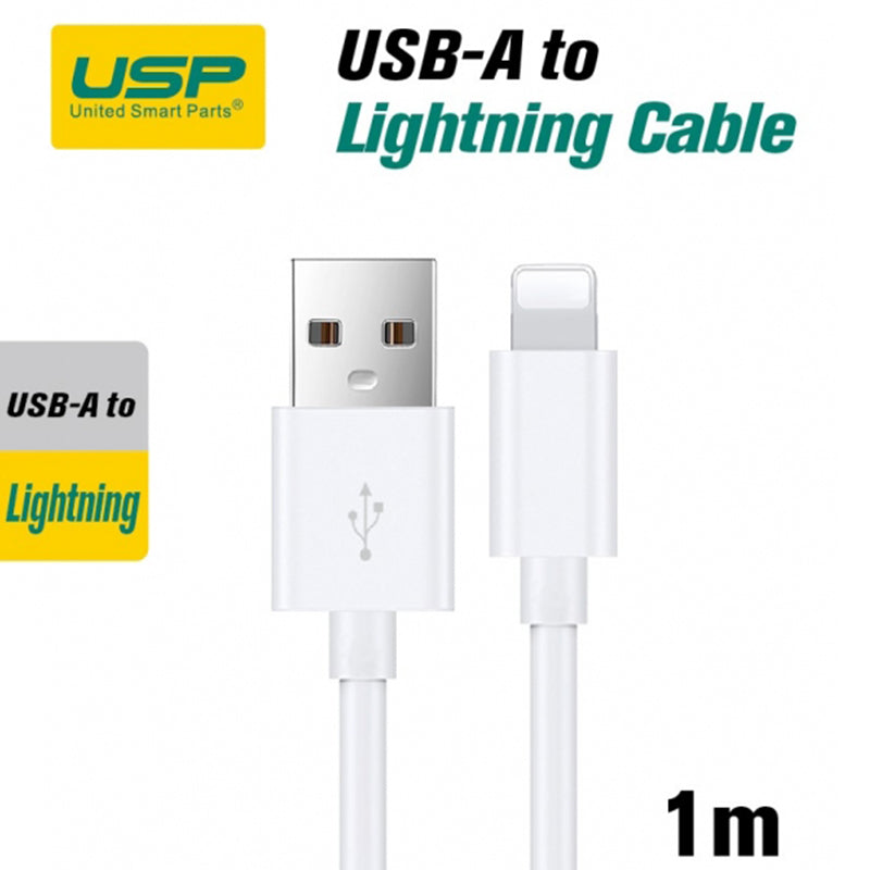1M Lightning to USB-A Mini White Cable USP