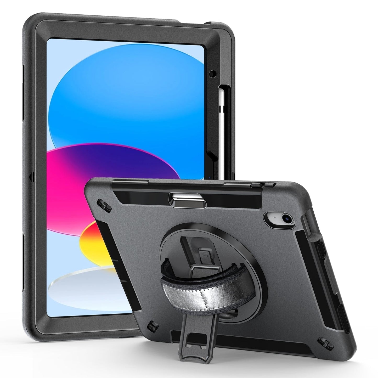Rugged Case for iPad 10th Gen 2022 10.9‘’ Generic Heavy Duty With Pen Holder(Black Diamond)