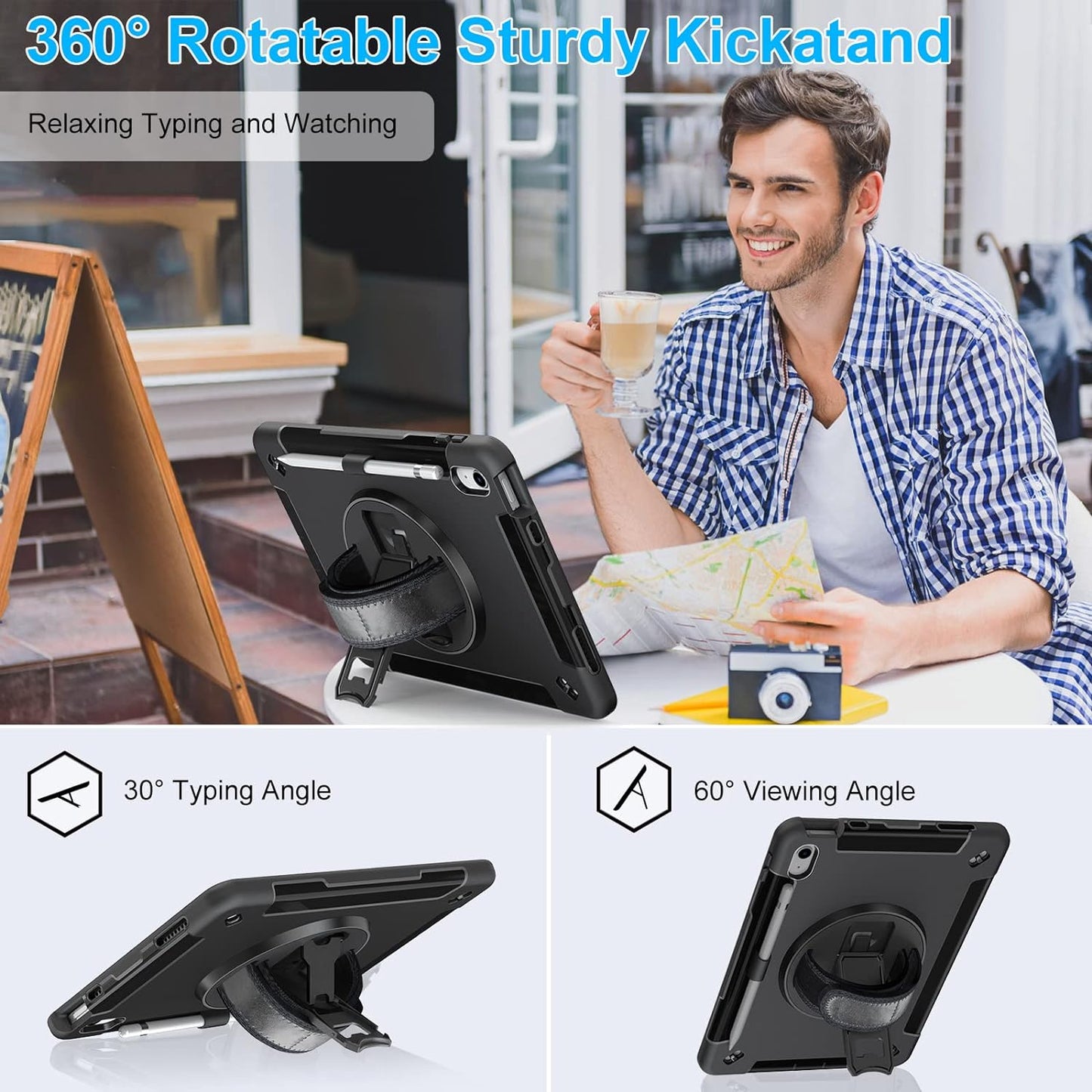 Rugged Case for iPad 10th Gen 2022 10.9‘’ Generic Heavy Duty With Pen Holder(Black Diamond)