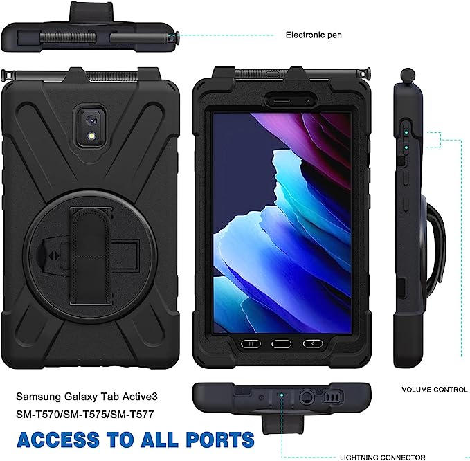 Galaxy Tab A9 Plus 11" Heavy Duty Rugged Case with Pen Holder(Black Diamond)