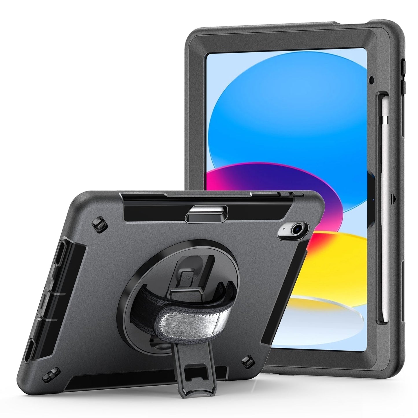 Rugged Case for iPad 10th Gen 2022 10.9‘’ Generic Heavy Duty With Pen Holder(Black Diamond)