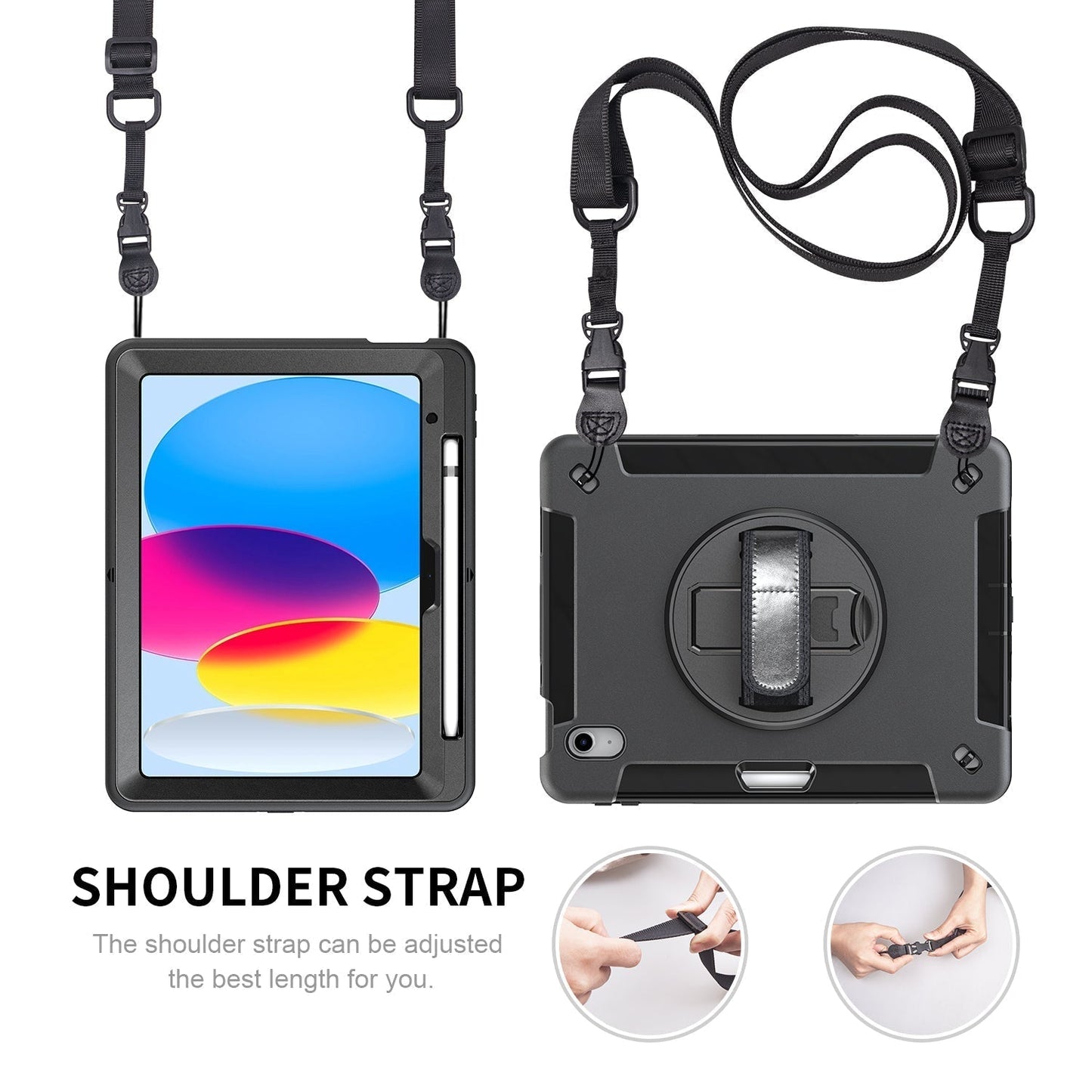 Rugged Case for iPad 10th Gen 2022 10.9‘’ Generic Heavy Duty With Pen Holder(Black Diamond)
