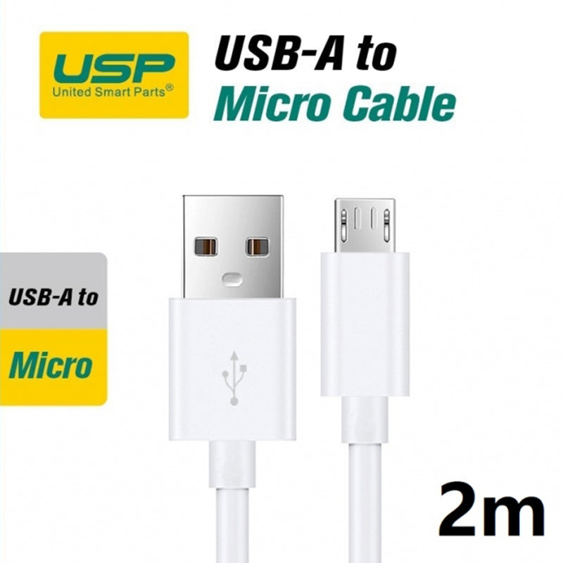 2M Micro to USB-A Mini White Cable USP