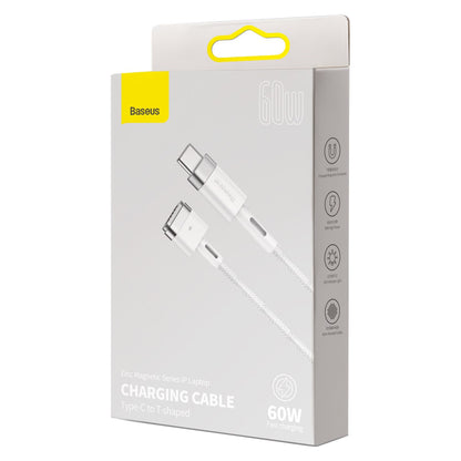 Baseus Zinc Magnetic Series iP Laptop Charging Cable Type-C to T-shaped Port 60W 2m White
