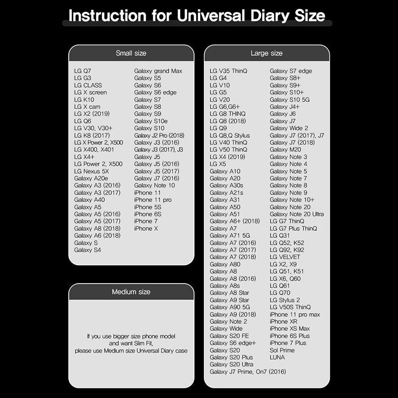 Goospery Universal Diary Case  for All Models Black