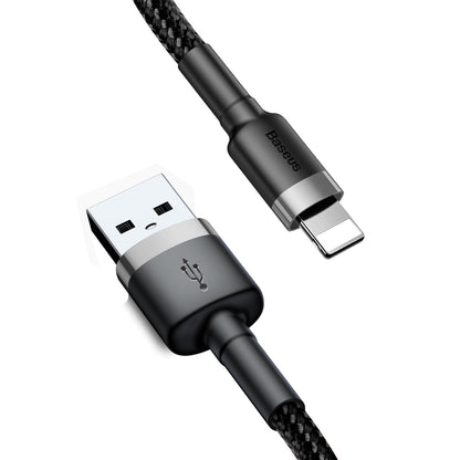 1M Lightning to USB-A cafule Cable Gray+Black Baseus